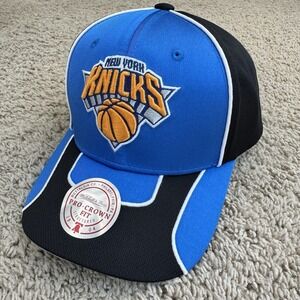 New York Knicks Hat Mitchell & Ness Pro Crown Snapback Blue Black Team Logo‎ Cap